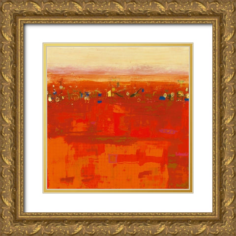 Red Landscape Gold Ornate Wood Framed Art Print with Double Matting by Richter-Armgart, Rose