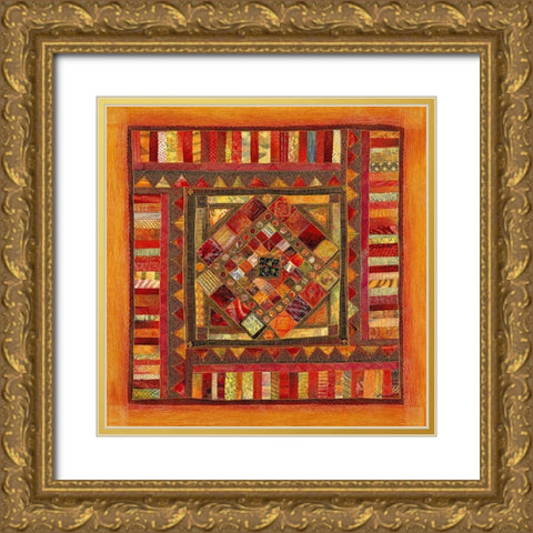 Tapisserie III Gold Ornate Wood Framed Art Print with Double Matting by Maugeri, Valerie