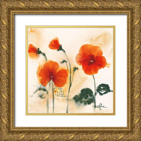 Les Pensees I Gold Ornate Wood Framed Art Print with Double Matting by Marthe