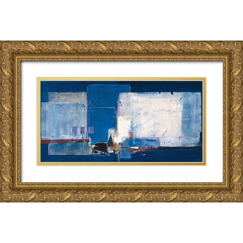 Abstrakt X Gold Ornate Wood Framed Art Print with Double Matting by van der Werf, Ron