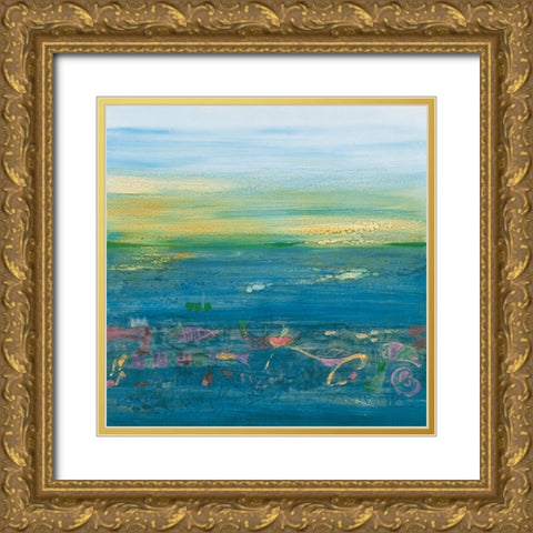 Blue Landscape Gold Ornate Wood Framed Art Print with Double Matting by Richter-Armgart, Rose