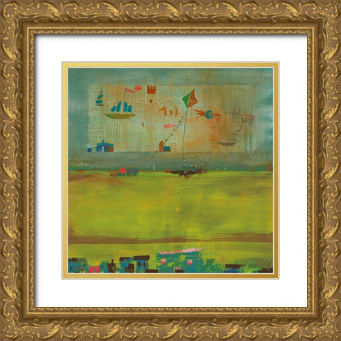 Green Landscape Gold Ornate Wood Framed Art Print with Double Matting by Richter-Armgart, Rose