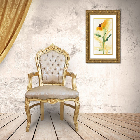 Tournesol I Gold Ornate Wood Framed Art Print with Double Matting by Marthe