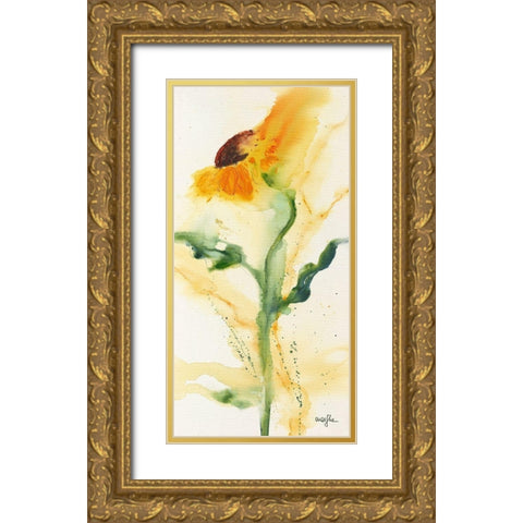 Tournesol I Gold Ornate Wood Framed Art Print with Double Matting by Marthe