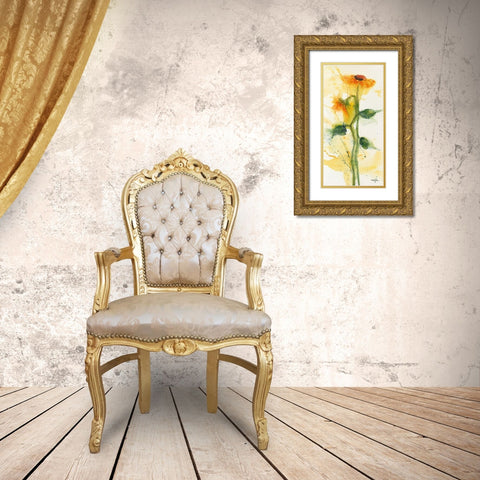 Tournesol II Gold Ornate Wood Framed Art Print with Double Matting by Marthe