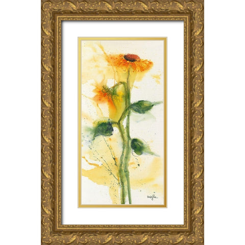 Tournesol II Gold Ornate Wood Framed Art Print with Double Matting by Marthe