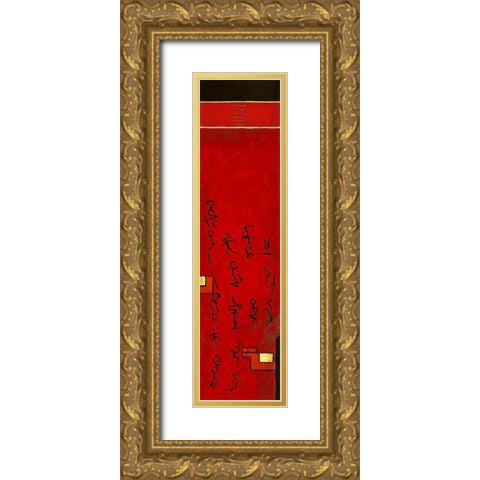 Triptyque asiatique II Gold Ornate Wood Framed Art Print with Double Matting by Thiry, Diana