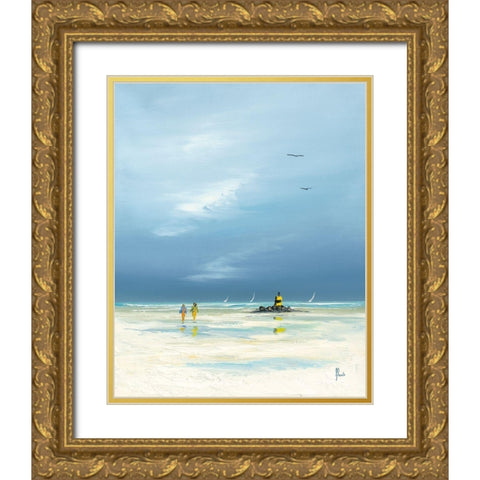 Pecheur a pied 1 Gold Ornate Wood Framed Art Print with Double Matting by Flanet, Frederic