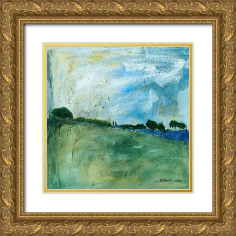 Blue Landscape Gold Ornate Wood Framed Art Print with Double Matting by Scherk, Gabriele