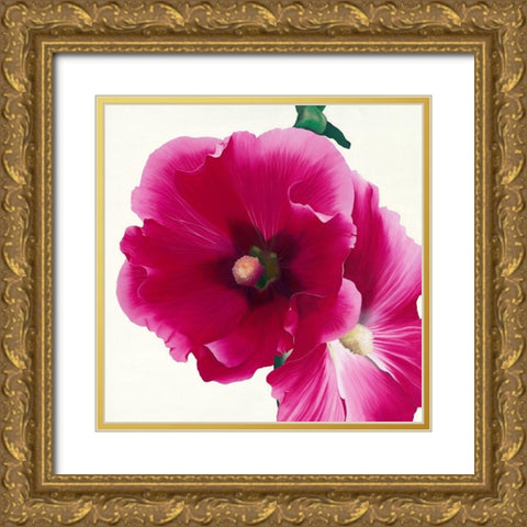 Pink Hollyhock I Gold Ornate Wood Framed Art Print with Double Matting by Andrew, Stephanie