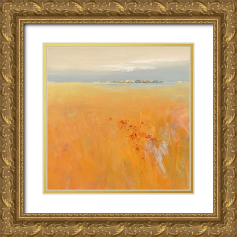 Flowers in the meadow Gold Ornate Wood Framed Art Print with Double Matting by Groenhart, Jan