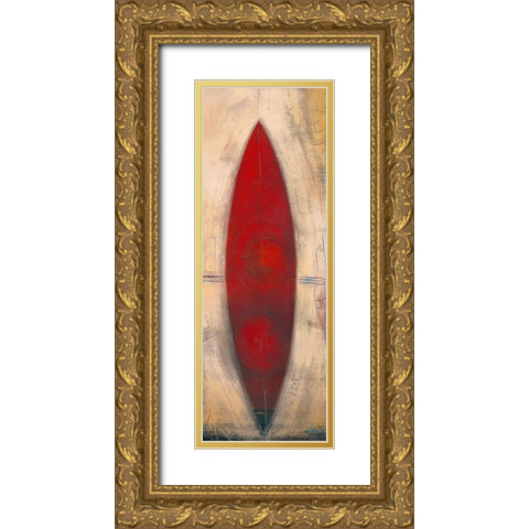 Triptyque rouge II Gold Ornate Wood Framed Art Print with Double Matting by Becam, Carole