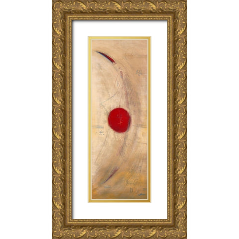 Triptyque rouge III Gold Ornate Wood Framed Art Print with Double Matting by Becam, Carole