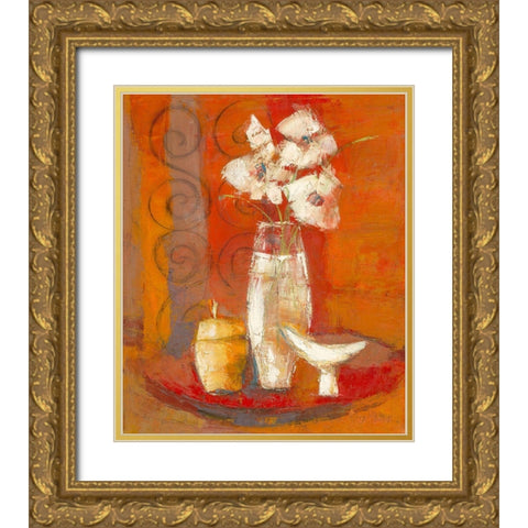Bouquet a la coupe blanche Gold Ornate Wood Framed Art Print with Double Matting by Pivier-Attolini, Regine