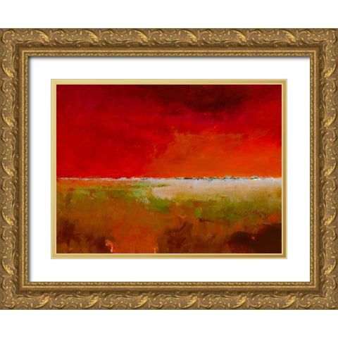 Incredibly Red Gold Ornate Wood Framed Art Print with Double Matting by Groenhart, Jan