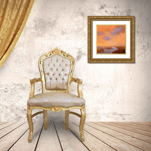 Evening Sky Gold Ornate Wood Framed Art Print with Double Matting by Groenhart, Jan