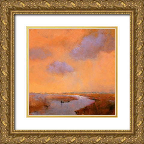 Evening Sky Gold Ornate Wood Framed Art Print with Double Matting by Groenhart, Jan