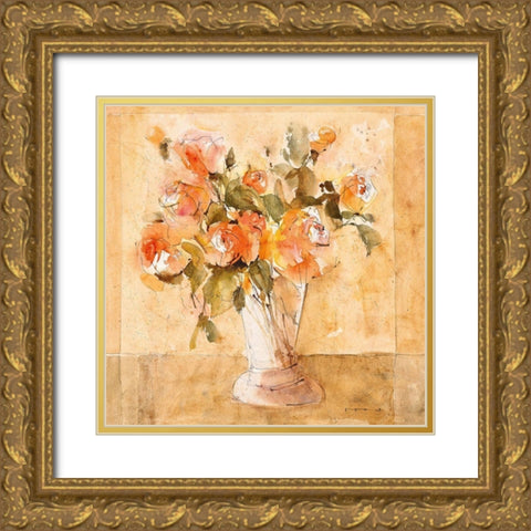 Roses VI Gold Ornate Wood Framed Art Print with Double Matting by ROMO-Rolf Morschhauser