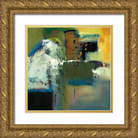 Abstract in Green I Gold Ornate Wood Framed Art Print with Double Matting by Barnes, Natasha