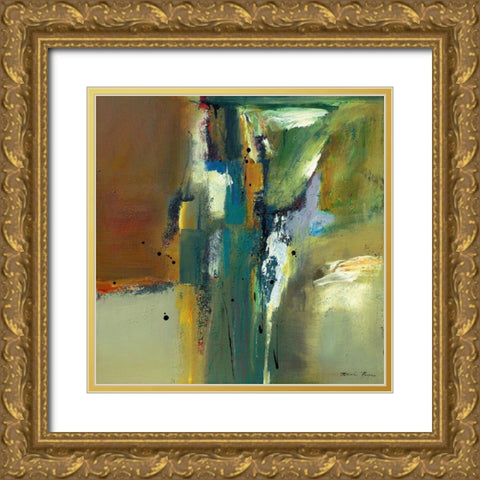 Abstract in Green II Gold Ornate Wood Framed Art Print with Double Matting by Barnes, Natasha
