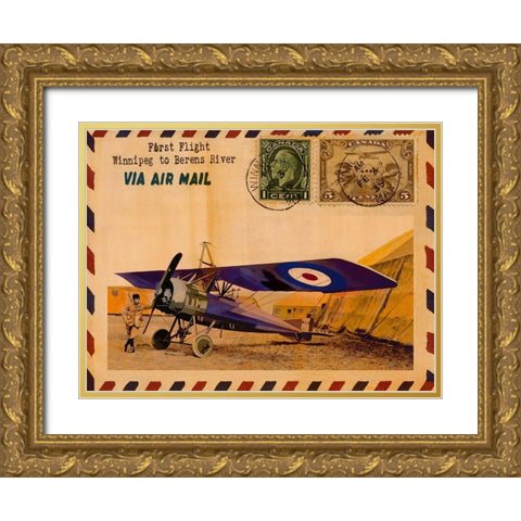 L aviateur Gold Ornate Wood Framed Art Print with Double Matting by Candon, Frederick