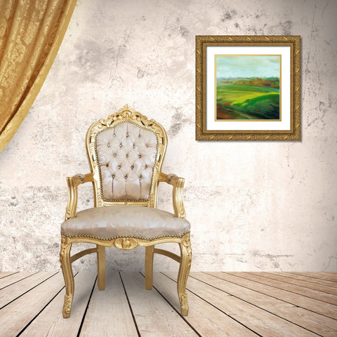 Champs verts Gold Ornate Wood Framed Art Print with Double Matting by Mazur-Devaux, Ewa