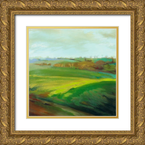 Champs verts Gold Ornate Wood Framed Art Print with Double Matting by Mazur-Devaux, Ewa