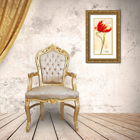 Tulipe I Gold Ornate Wood Framed Art Print with Double Matting by Marthe