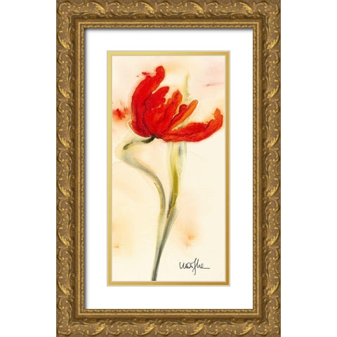 Tulipe I Gold Ornate Wood Framed Art Print with Double Matting by Marthe