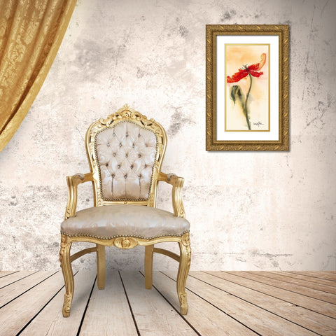 Tulipe II Gold Ornate Wood Framed Art Print with Double Matting by Marthe