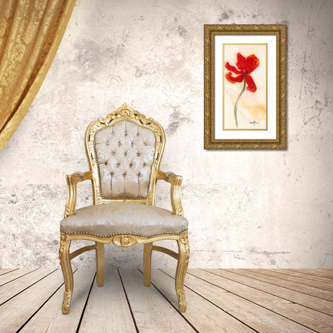 Tulipe III Gold Ornate Wood Framed Art Print with Double Matting by Marthe