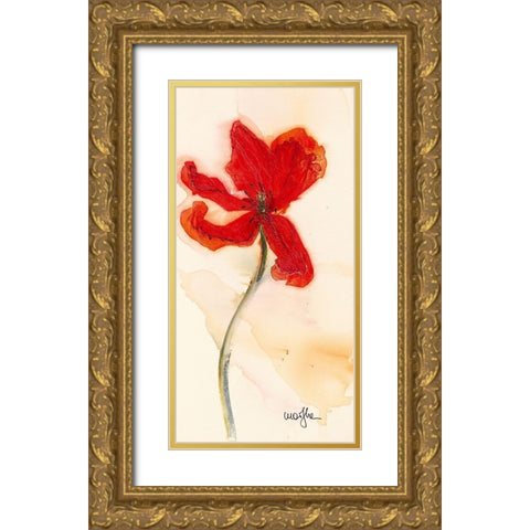 Tulipe III Gold Ornate Wood Framed Art Print with Double Matting by Marthe