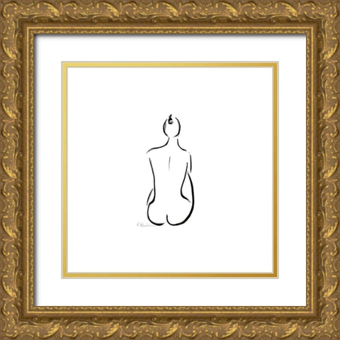 Nu de dos Gold Ornate Wood Framed Art Print with Double Matting by Marteau, Frederique