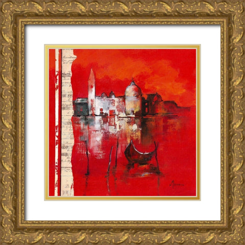 Venise Reflets Gold Ornate Wood Framed Art Print with Double Matting by Manero, Annie