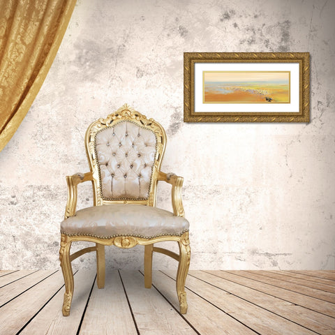 Pink Flowers Gold Ornate Wood Framed Art Print with Double Matting by Groenhart, Jan