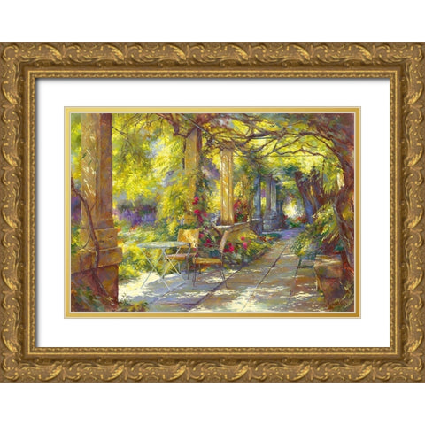 Promenade provencale Gold Ornate Wood Framed Art Print with Double Matting by Messely, Johan
