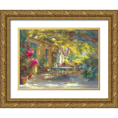 Ambiance d ete Gold Ornate Wood Framed Art Print with Double Matting by Messely, Johan