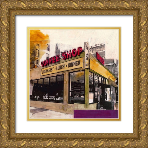Coffee Shop Gold Ornate Wood Framed Art Print with Double Matting by Olukman, Ayline