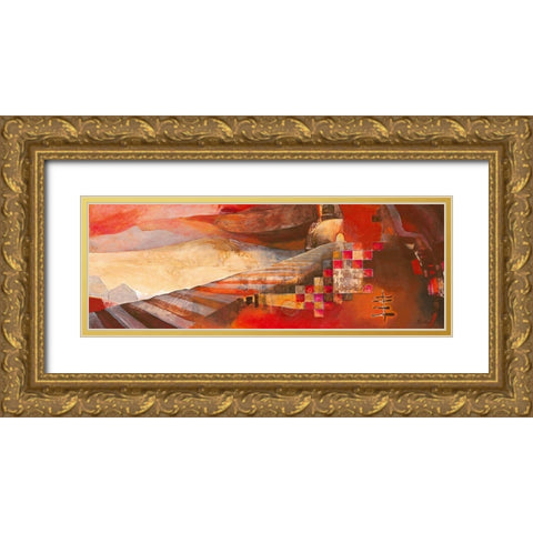 Railway Landscape Gold Ornate Wood Framed Art Print with Double Matting by Holtkamp, Margreet