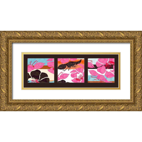 Kimono Gold Ornate Wood Framed Art Print with Double Matting by Talva Design