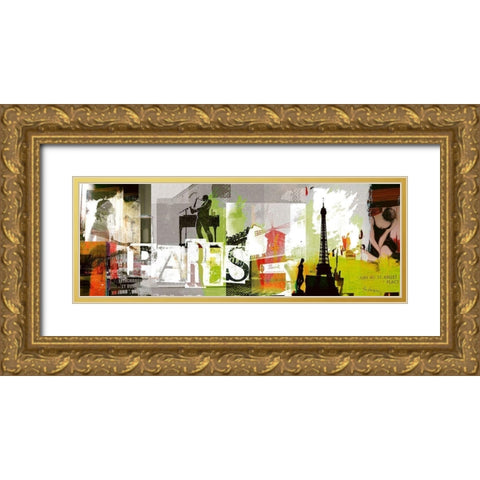 Paris Gold Ornate Wood Framed Art Print with Double Matting by Luger, Gery