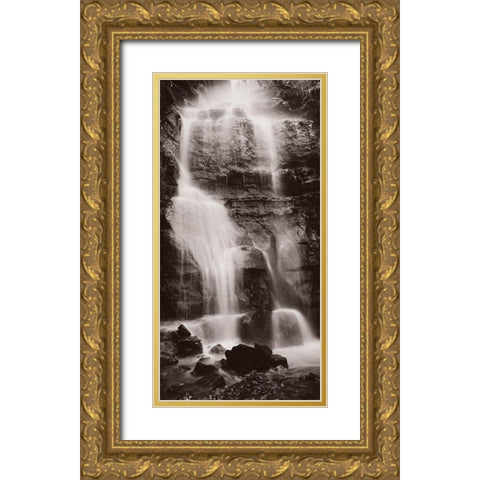 Waterfall Swallet-Peak District,England Gold Ornate Wood Framed Art Print with Double Matting by Butcher, Dave