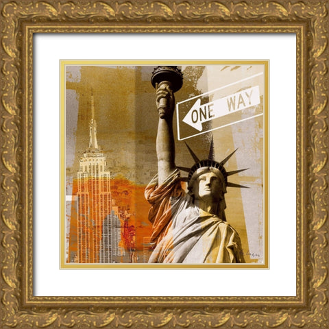 New York II Gold Ornate Wood Framed Art Print with Double Matting by Luger, Gery