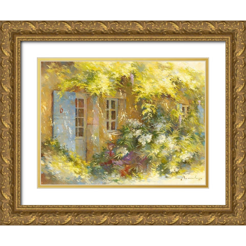 Le laurier blanc Gold Ornate Wood Framed Art Print with Double Matting by Messely, Johan