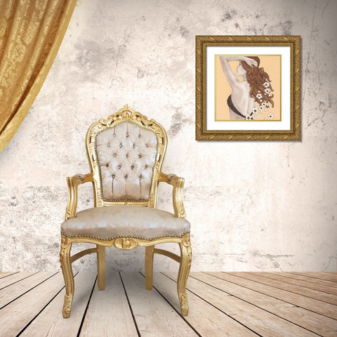 Message of Flowers Gold Ornate Wood Framed Art Print with Double Matting by Gouskova, Olga