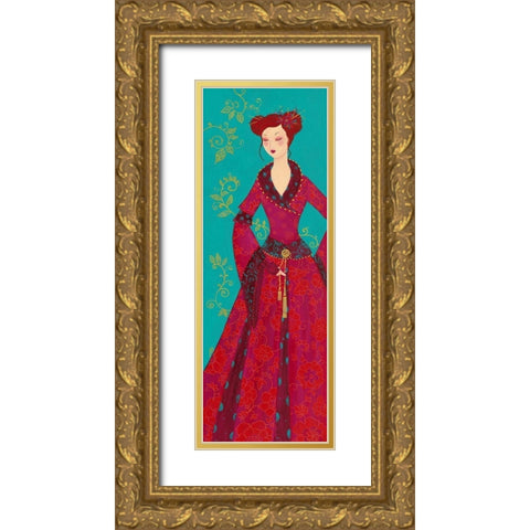 Myosotis Gold Ornate Wood Framed Art Print with Double Matting by Pillault, Loetitia