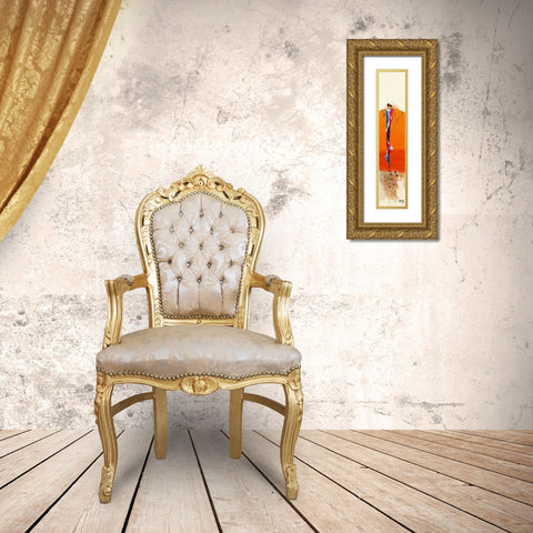 Duo Orange Gold Ornate Wood Framed Art Print with Double Matting by Marso