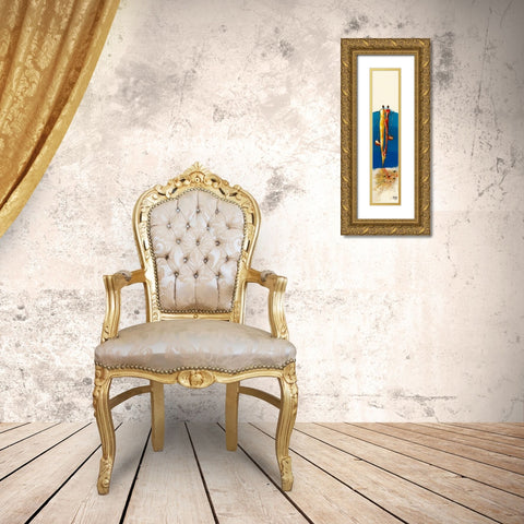 Duo Bleu Gold Ornate Wood Framed Art Print with Double Matting by Marso