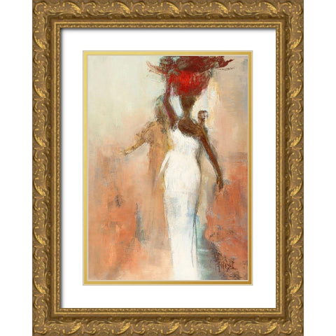 Silhouettes Africaines I Gold Ornate Wood Framed Art Print with Double Matting by Parise, Chantal