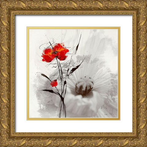 Petite aventure fleurie I Gold Ornate Wood Framed Art Print with Double Matting by Zacher-Finet, Isabelle